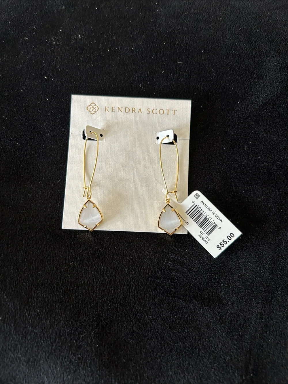 Kendra Scott Gold Drop Earrings with White Stone Accents - Picture 2 of 2